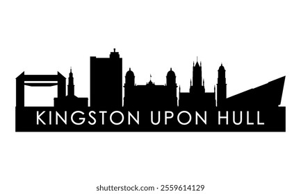 Kingston Upon Hull skyline silhouette. Black Kingston Upon Hull city design isolated on white background. 