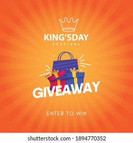 Kingsy day celebrations with giveaway design template.