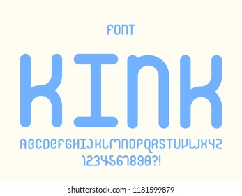 Kink font. Vector alphabet letters and numbers. Typeface design. 