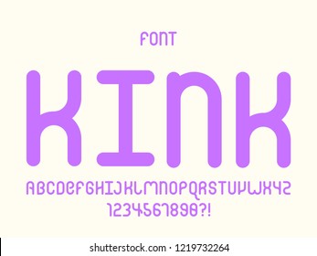 Kink font. Vector alphabet letters and numbers. Typeface design. 