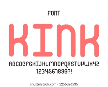 Kink font. Vector alphabet letters and numbers. Typeface design. 