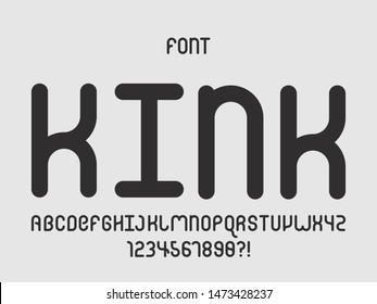 Kink font. Vector alphabet letters and numbers. Typeface design. Typography Graphic
