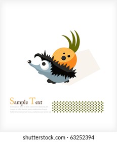 Kinky hedgehog with onion. Illustration