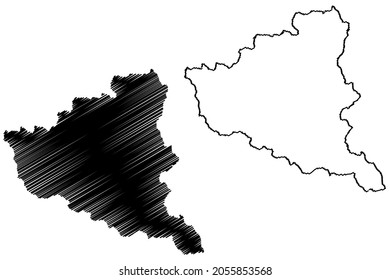 Kinnaur district (Himachal Pradesh State, Republic of India) map vector illustration, scribble sketch Kinnaur map