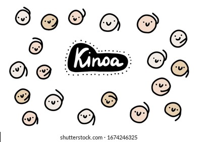 Kinoa food vegan diet hand drawn vector illustration in cartoon comic style for prints posters cards