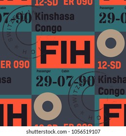 Kinshasa airport seamless pattern. Original design for print or digital media.