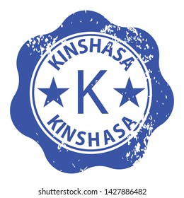 kinshasa blue rubber stamp, republic of congo, vector illustration