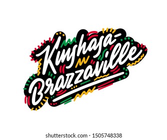 Kinshasa brazzaville city text design on background for typographic logo icon design