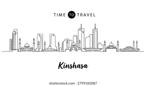 Kinshasa city skyline silhouette vector art with kinshasa silhouette architecture building landscape illustration monochrome cityscape skyscrapers landmark panorama metropolis structures