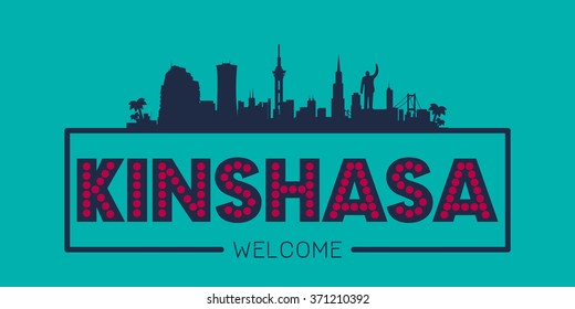 Kinshasa city skyline typographic illustration vector design