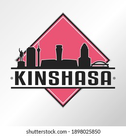 Kinshasa, Democratic Republic of the Congo Skyline Logo. Adventure Landscape Design Vector City Illustration Vector.