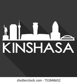 Kinshasa Flat Icon Skyline Silhouette Design City Vector Art Famous Buildings.