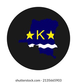 Kinshasa Karte Silhouette mit Flagge auf schwarzem Hintergrund