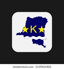 Kinshasa map silhouette with flag on white background