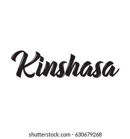 kinshasa, text design. Vector calligraphy. Typography poster. Usable as background.