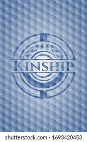 Kinship blue badge with geometric pattern. Vector Illustration. Detailed.