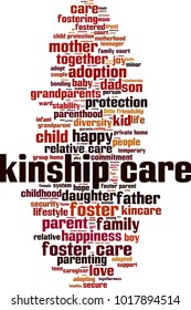 Kinship care word cloud concept. Vector illustration