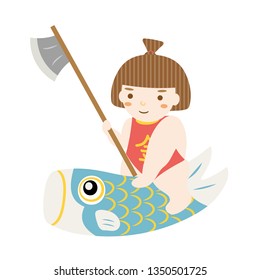 Kintaro of Japanese Children's day. /It is written in Japanese as "gold".