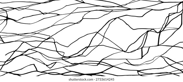 Fondo de arte Kintsugi con grietas negras. Textura de mármol blanco. Elegante patrón roto reparado fondo abstracto para proyectos de diseño moderno. Piedra de cerámica de Vector BG Grunge líneas hechas a mano.