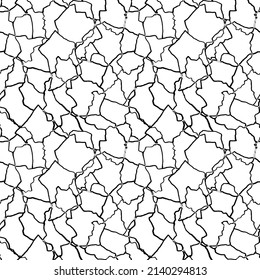 kintsugi art seamless pattern of splinters and different shards fragments with thin lines.