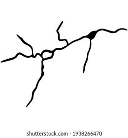 Kintsugi crack. Earthquake and ground cracks, hole effect, craquelure and damaged texture. Vector illustrations can be used for kintsugi decorations, topics earthquake, crash, destruction.