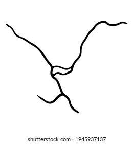 Kintsugi crack. Earthquake and ground cracks, hole effect, craquelure and damaged texture. Vector illustrations can be used for kintsugi decorations, topics earthquake, crash, destruction