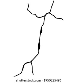 Kintsugi crack. Earthquake and ground cracks, hole effect, craquelure and damaged texture. Vector illustrations can be used for kintsugi decorations, topics earthquake, crash, destruction
