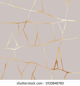 Kintsugi. Gold repair. Gold texture. Kintsugi texture for digital design. Vector background