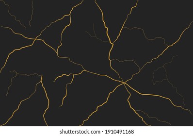 
Kintsugi golden crack dark background