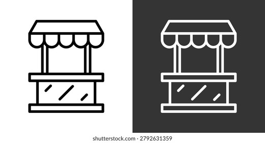 Kiosk Black And White Icon Set Collection Pack Vector Illustration