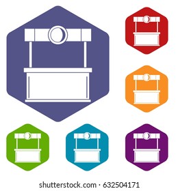 Kiosk icon vector set hexagon. Illustration of kiosk icon vector set isolated on white background