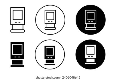 Kiosk machine touch screen icon thin line art set vector mark