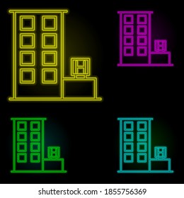 kiosk neon color set icon. Simple thin line, outline vector of building landmarks icons for ui and ux, website or mobile application