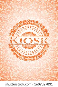 Kiosk orange mosaic emblem. Vector Illustration. Detailed.
