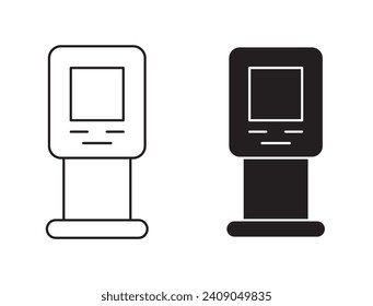 Colección o conjunto de iconos de esquema de Kiosk. Arte de línea vectorial Kiosk Thin