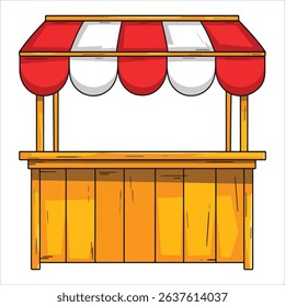 Kiosk vector illustration featuring a small booth design, ideal for retail spaces, information points, and service station graphics.
