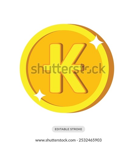 Kip coin icon, Laotian currency symbol on white background - vector illustration