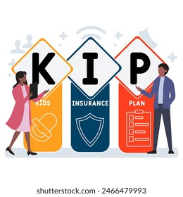 KIP kids insurance plan acronym. business concept background. Vector illustration for website banner, marketing materials, business presentation, online