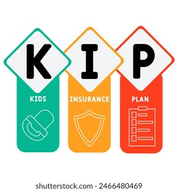 KIP kids insurance plan acronym. business concept background. Vector illustration for website banner, marketing materials, business presentation, online