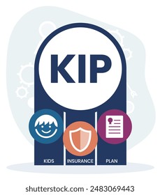 KIP kids insurance plan acronym. business concept background. Vector illustration for website banner, marketing materials, business presentation