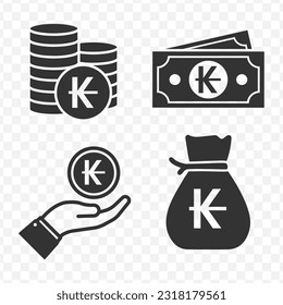 Kip , Laotian Kip icons set money icon vector image on transparent background (PNG).