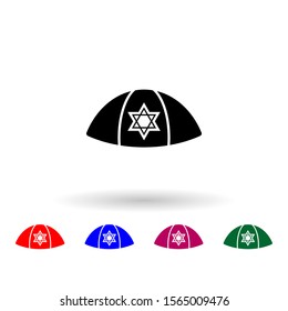 Kipah multi color icon. Simple glyph, flat vector of hanukkah icons for ui and ux, website or mobile application