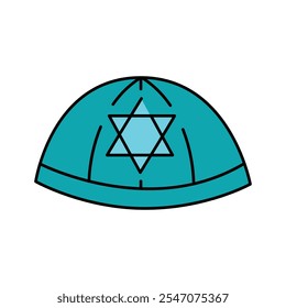 Icono de color Kippa. Judaism religion.Sign para la página de Web, App móvil, Botón, logotipo. Vector Botón aislado. Trazo editable.