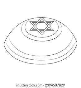 Kippah. Happy Hanukkah Illustration. Coloring page. Line Art.