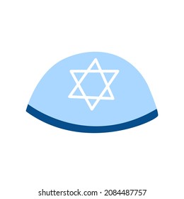 Kippah, cabeza de judío piadoso, ilustración vectorial de estilo plano.