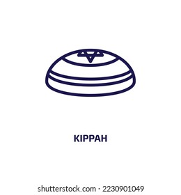 kippah icon from religion collection. Thin linear kippah, menorah, jew outline icon isolated on white background. Line vector kippah sign, symbol for web and mobile