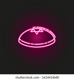 Kippah neon style icon. Simple thin line, outline vector of judaism icons for ui and ux, website or mobile application