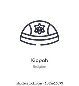 kippah outline icon. isolated line vector illustration from religion collection. editable thin stroke kippah icon on white background
