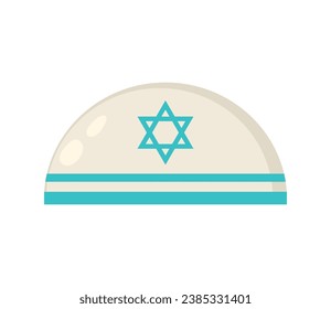 kippah white colored with david star vector isolated