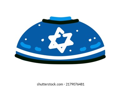 Kippah, vector yarmulke Ilustración sobre fondo blanco. Vector judío de ropa de cabeza Ilustración en fondo blanco